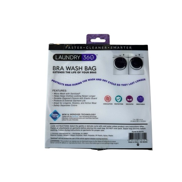 NEW Laundry 360 Bra Wash Bag Micro Mesh with Sanitized 7"x4" - Picture 2 of 2